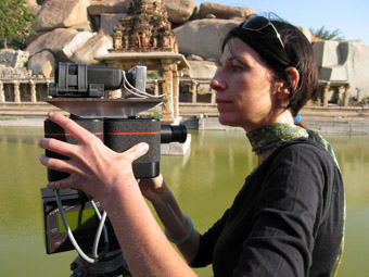 Preparing the Seitz VR Roundshot stereographic panoramic camera for photography at the Krishna Tank