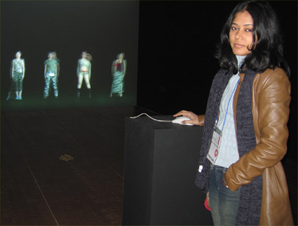 Shilpa Gupta with her untitled installation at Homo Ludens