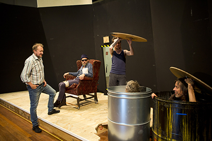 Andrew Upton and actors in rehearsal Endgame