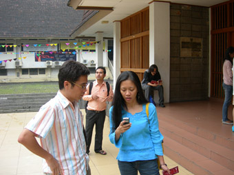 l-r: Giang Dang, Phalla San, Joelle Jacinto [outside theatre]