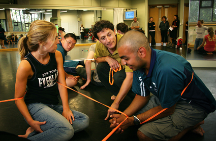 Associate Professor Ralph Buck (centre) and dance students working with members of the Pegasus Unit, the special needs class at Pakuranga College in South Auckland, NZ