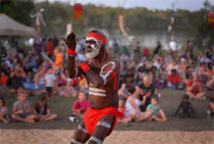 dancer with David Dingala’s group from Groote Eylandt, Mahbilil Festival