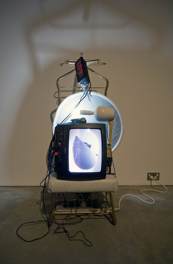 Ian Burns, 15 hours v4, 2010, found object, kinetic sculpture, live video and audio