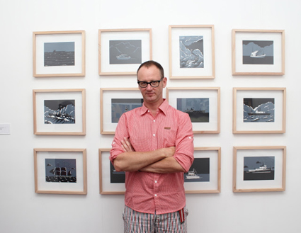 Malcolm Smith at his exhibition opening at Lir Space in Yogyakarta, 2012