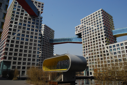 The futuristic surrounds of the MOMA residential complex, home to Beijing's only arthouse cinema, Broadway Cinematheque