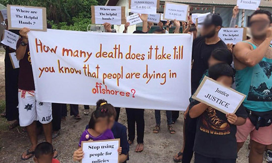 Asylum seekers on Nauru marked Australia Day by staging a protest.